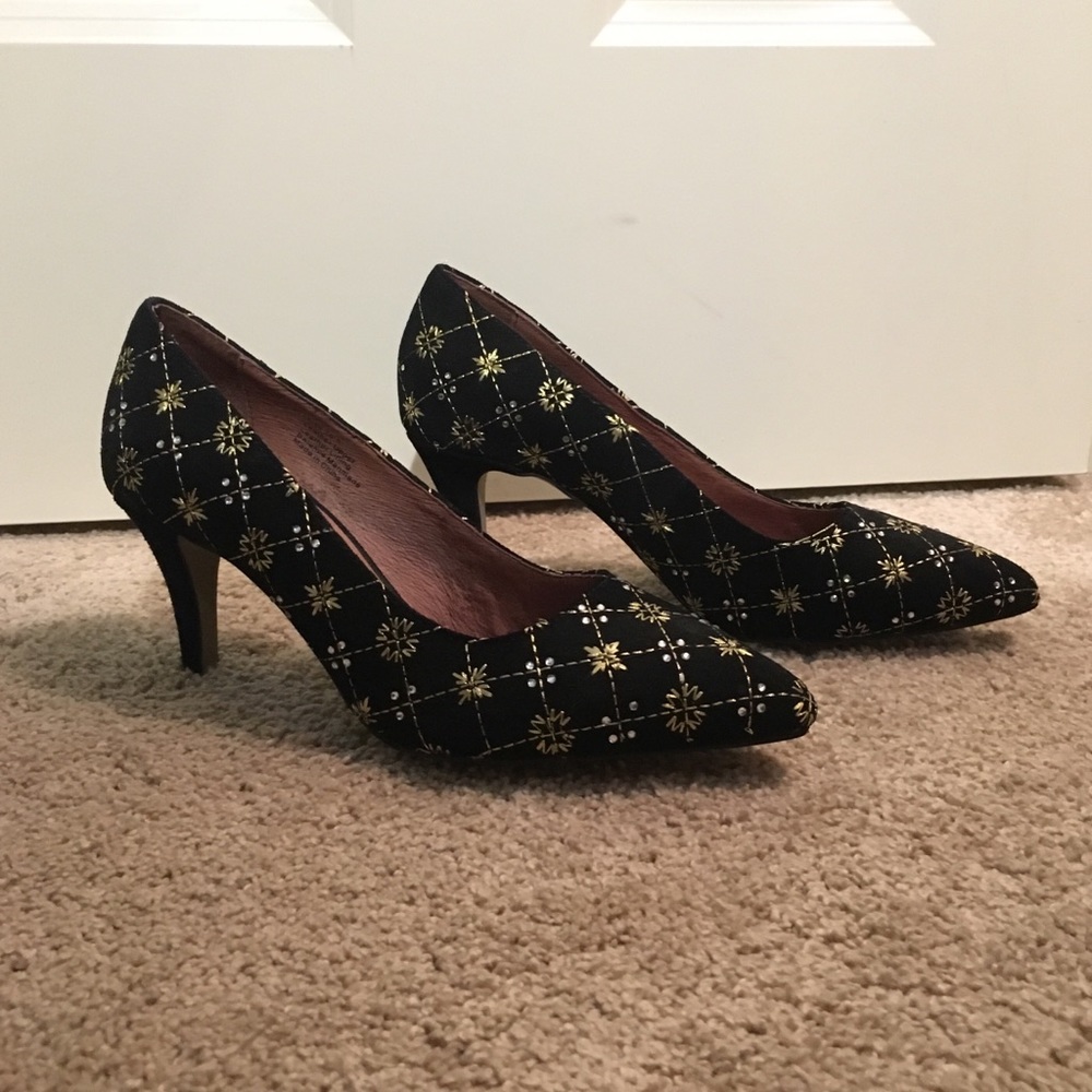 Black and gold Anthropologie heels